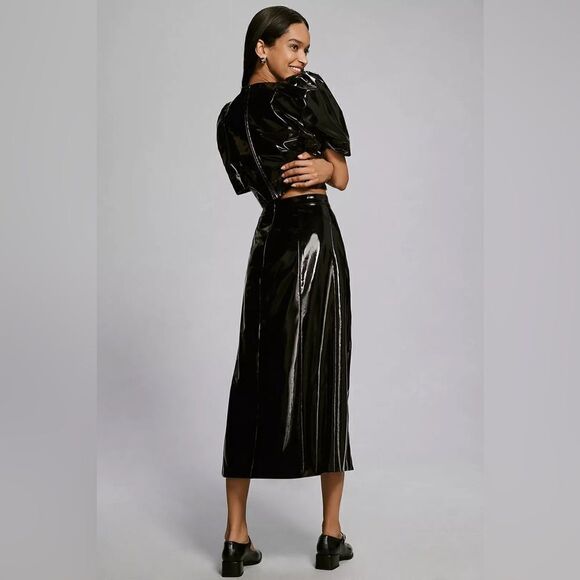 RHODE Remi Faux Leather Midi Skirt NWT - Picture 1 of 12